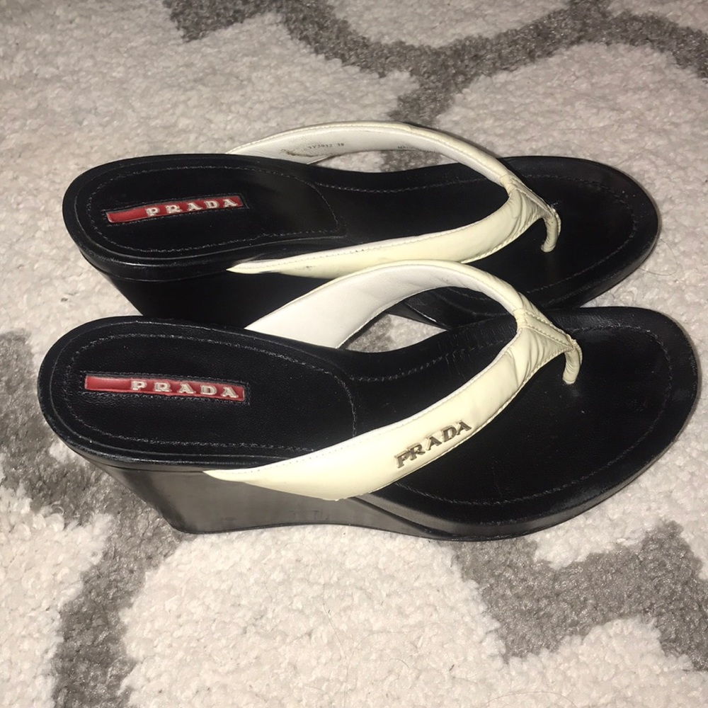 Donating soon!— Prada Wedge Flip Flops